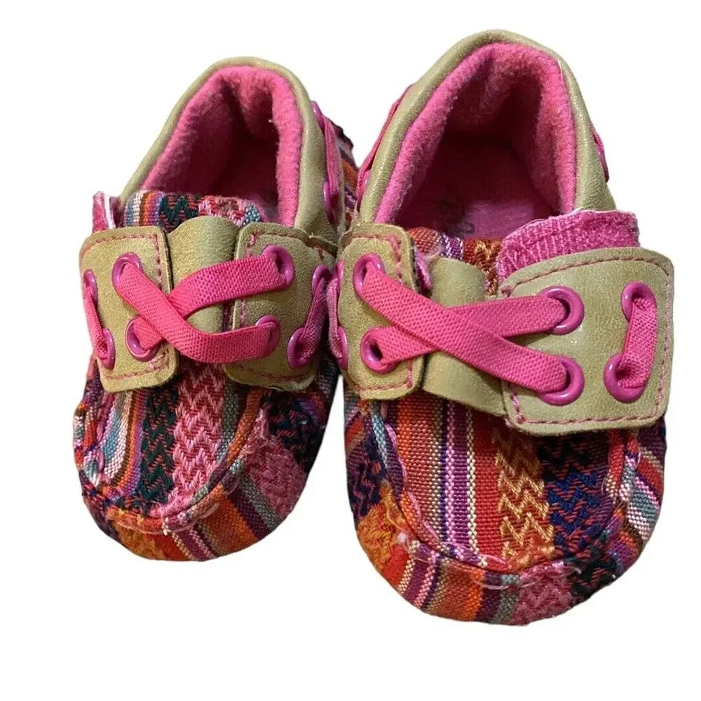 Blazin Roxx Infants Baby Bucker Olivia Pink Boat Shoes Loafers Striped Girls